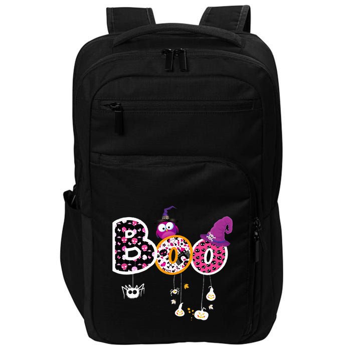 Boo Halloween Costume Spiders Ghosts Pumkin & Witch Hat Impact Tech Backpack