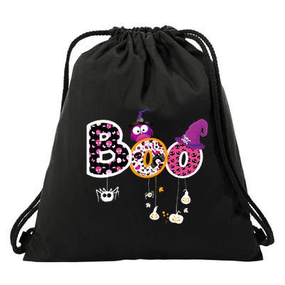Boo Halloween Costume Spiders Ghosts Pumkin & Witch Hat Drawstring Bag