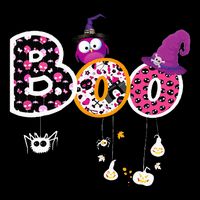 Boo Halloween Costume Spiders Ghosts Pumkin & Witch Hat Drawstring Bag
