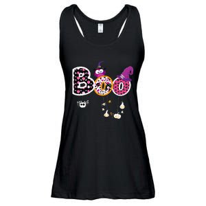 Boo Halloween Costume Spiders Ghosts Pumkin & Witch Hat Ladies Essential Flowy Tank