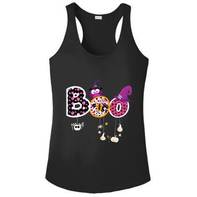 Boo Halloween Costume Spiders Ghosts Pumkin & Witch Hat Ladies PosiCharge Competitor Racerback Tank