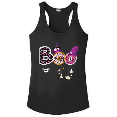 Boo Halloween Costume Spiders Ghosts Pumkin & Witch Hat Ladies PosiCharge Competitor Racerback Tank