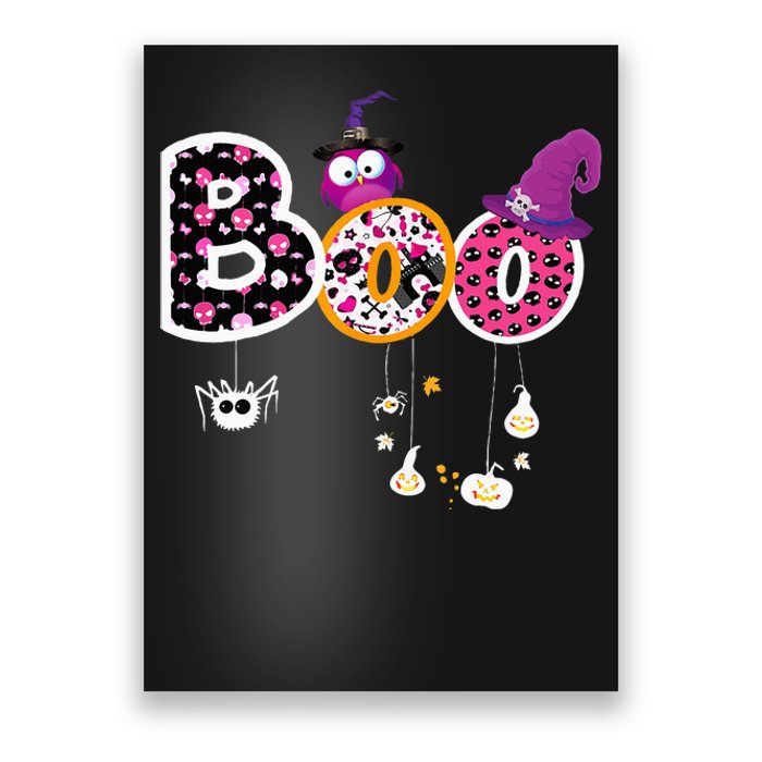 Boo Halloween Costume Spiders Ghosts Pumkin & Witch Hat Poster