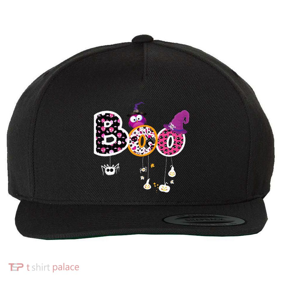 Boo Halloween Costume Spiders Ghosts Pumkin & Witch Hat Wool Snapback Cap