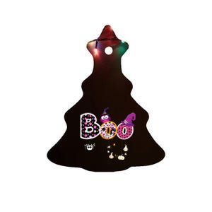 Boo Halloween Costume Spiders Ghosts Pumkin & Witch Hat Ceramic Tree Ornament