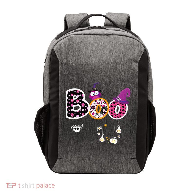 Boo Halloween Costume Spiders Ghosts Pumkin & Witch Hat Vector Backpack