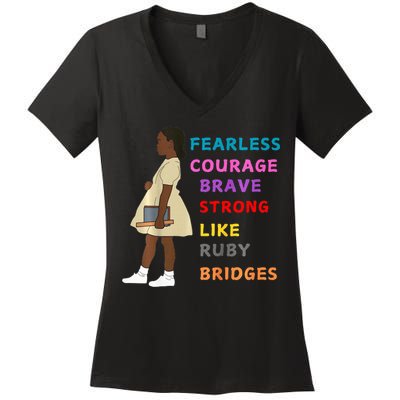Black History Civil Rights Ruby Bridges Brave Women's V-Neck T-Shirt