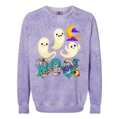 Boo! Halloween Cute Ghost Spooky Halloween Ghost Cat Apparel Colorblast Crewneck Sweatshirt