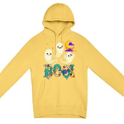 Boo! Halloween Cute Ghost Spooky Halloween Ghost Cat Apparel Premium Pullover Hoodie