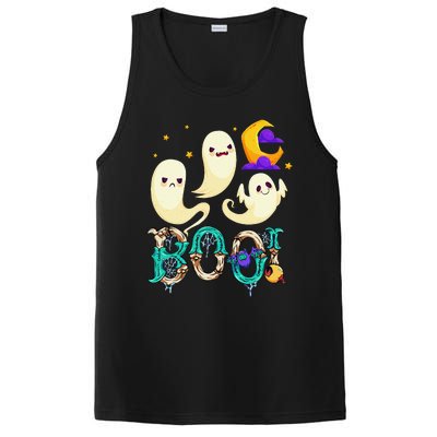 Boo! Halloween Cute Ghost Spooky Halloween Ghost Cat Apparel PosiCharge Competitor Tank