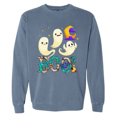 Boo! Halloween Cute Ghost Spooky Halloween Ghost Cat Apparel Garment-Dyed Sweatshirt