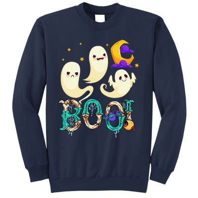 Boo! Halloween Cute Ghost Spooky Halloween Ghost Cat Apparel Sweatshirt