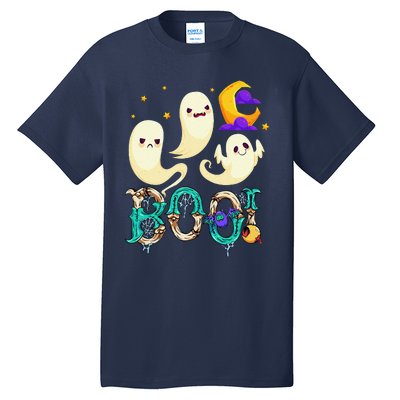 Boo! Halloween Cute Ghost Spooky Halloween Ghost Cat Apparel Tall T-Shirt