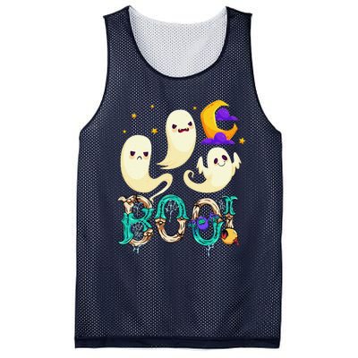 Boo! Halloween Cute Ghost Spooky Halloween Ghost Cat Apparel Mesh Reversible Basketball Jersey Tank