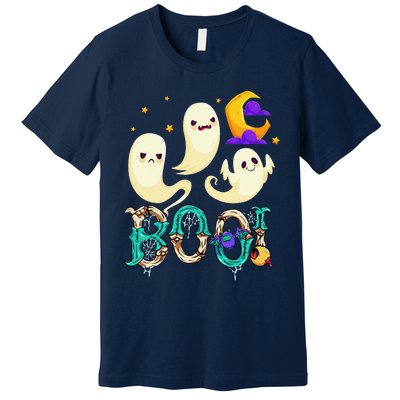 Boo! Halloween Cute Ghost Spooky Halloween Ghost Cat Apparel Premium T-Shirt