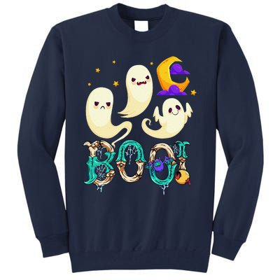 Boo! Halloween Cute Ghost Spooky Halloween Ghost Cat Apparel Tall Sweatshirt