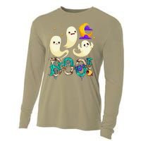 Boo! Halloween Cute Ghost Spooky Halloween Ghost Cat Apparel Cooling Performance Long Sleeve Crew