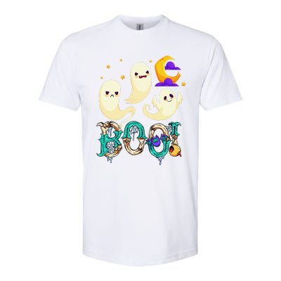 Boo! Halloween Cute Ghost Spooky Halloween Ghost Cat Apparel Softstyle CVC T-Shirt