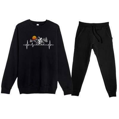 Bicycle Heartbeat Cycling Cyclist Premium Crewneck Sweatsuit Set