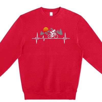 Bicycle Heartbeat Cycling Cyclist Premium Crewneck Sweatshirt