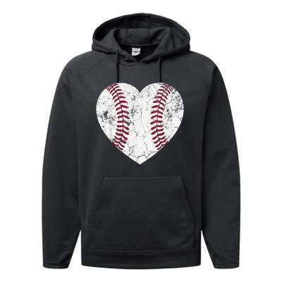 Baseball Heart Cute Mom Dad Brother Sister Family Baseball Performance Fleece Hoodie