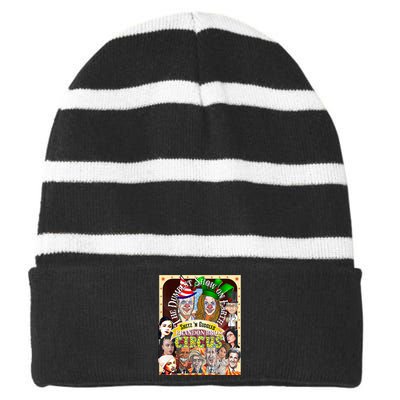 Biden Halloween Circus Dumbest Obama Funny Trump Halloween Striped Beanie with Solid Band