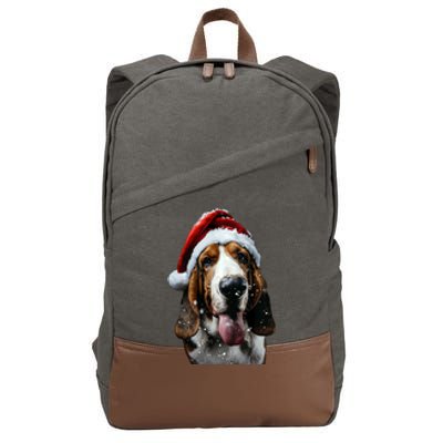 Basset Hound Christmas Cotton Canvas Backpack