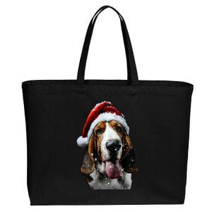 Basset Hound Christmas Cotton Canvas Jumbo Tote