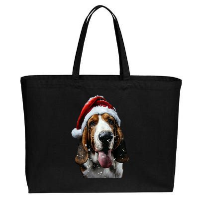 Basset Hound Christmas Cotton Canvas Jumbo Tote