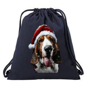 Basset Hound Christmas Drawstring Bag