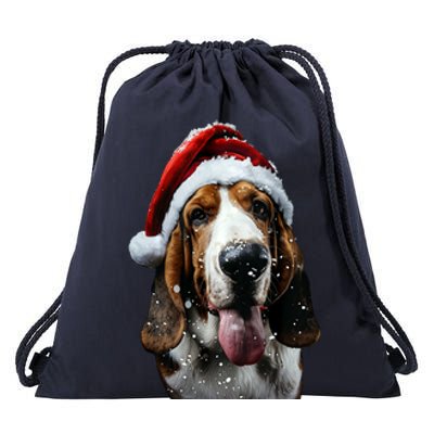 Basset Hound Christmas Drawstring Bag