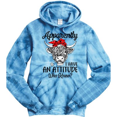 Bleached Highland Cow Apparently I Have An Attitude Who Knew Tie Dye Hoodie