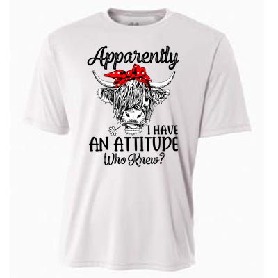 Bleached Highland Cow Apparently I Have An Attitude Who Knew Cooling Performance Crew T-Shirt