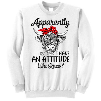 Bleached Highland Cow Apparently I Have An Attitude Who Knew Sweatshirt