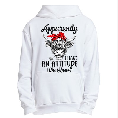 Bleached Highland Cow Apparently I Have An Attitude Who Knew Urban Pullover Hoodie