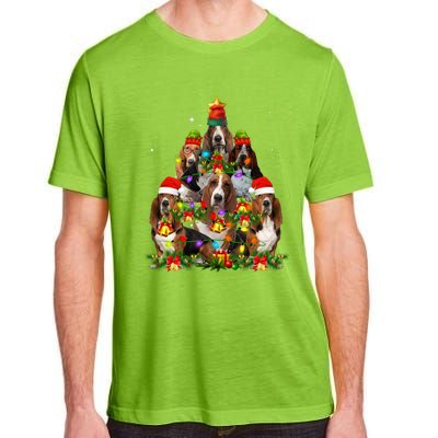 Basset Hound Christmas Tree Family Santa Hat Holiday Costume Adult ChromaSoft Performance T-Shirt