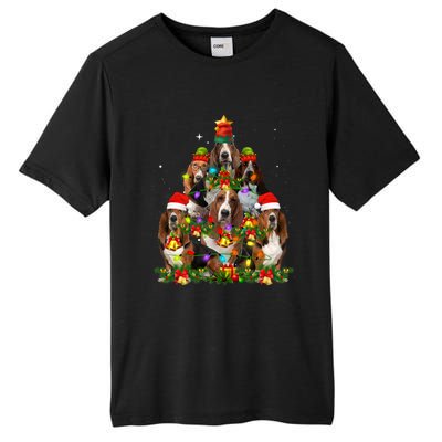 Basset Hound Christmas Tree Family Santa Hat Holiday Costume Tall Fusion ChromaSoft Performance T-Shirt