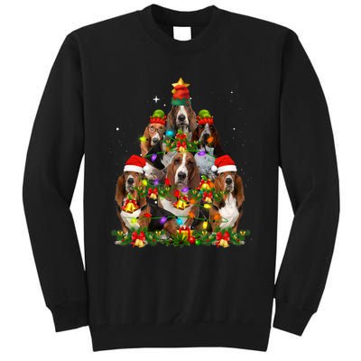 Basset Hound Christmas Tree Family Santa Hat Holiday Costume Tall Sweatshirt