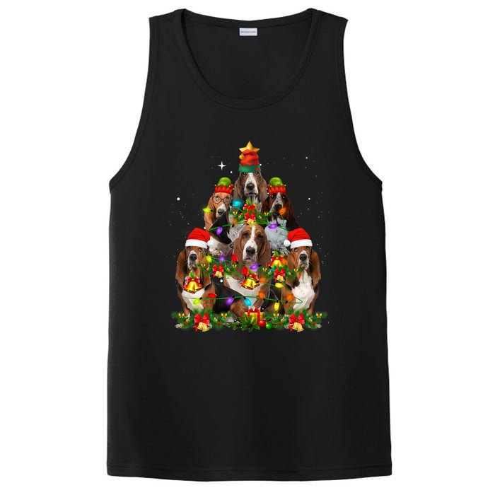 Basset Hound Christmas Tree Family Santa Hat Holiday Costume PosiCharge Competitor Tank