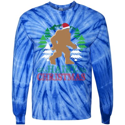 Bigfoot Hairy Christmas Holiday Sasquatch Funny Xmas Gift Cool Gift Tie-Dye Long Sleeve Shirt