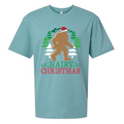 Bigfoot Hairy Christmas Holiday Sasquatch Funny Xmas Gift Cool Gift Sueded Cloud Jersey T-Shirt