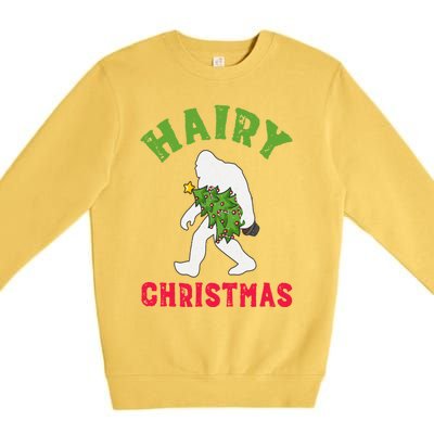 Bigfoot Hairy Christmas Tree Christmas Gift Premium Crewneck Sweatshirt