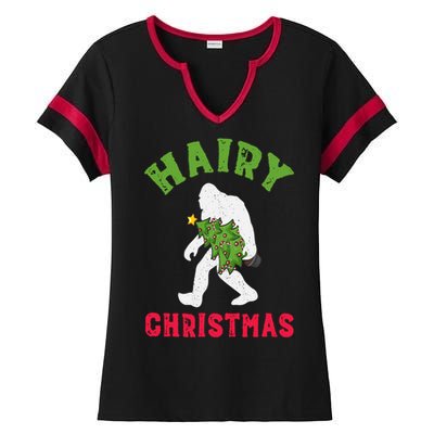 Bigfoot Hairy Christmas Tree Christmas Gift Ladies Halftime Notch Neck Tee