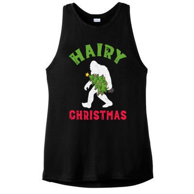 Bigfoot Hairy Christmas Tree Christmas Gift Ladies PosiCharge Tri-Blend Wicking Tank