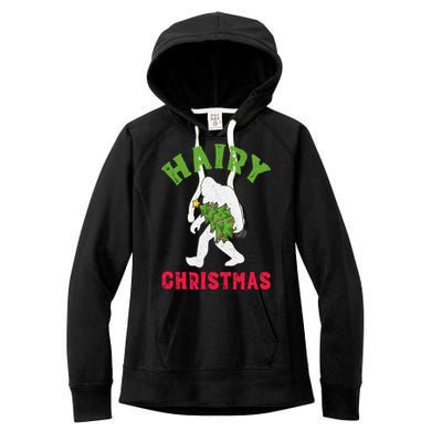 Bigfoot Hairy Christmas Tree Christmas Gift Women's Fleece Hoodie