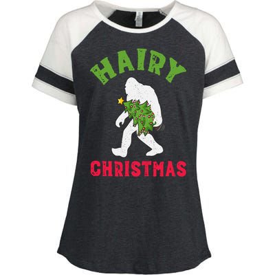 Bigfoot Hairy Christmas Tree Christmas Gift Enza Ladies Jersey Colorblock Tee