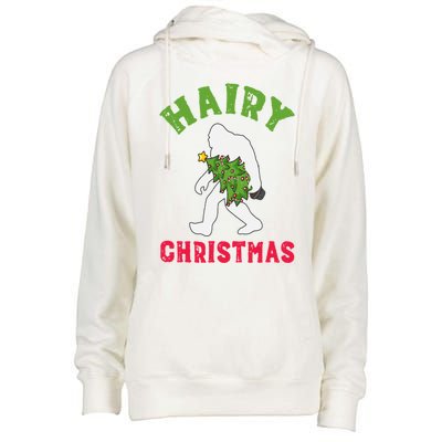 Bigfoot Hairy Christmas Tree Christmas Gift Womens Funnel Neck Pullover Hood