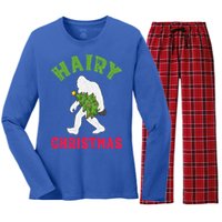 Bigfoot Hairy Christmas Tree Christmas Gift Women's Long Sleeve Flannel Pajama Set 