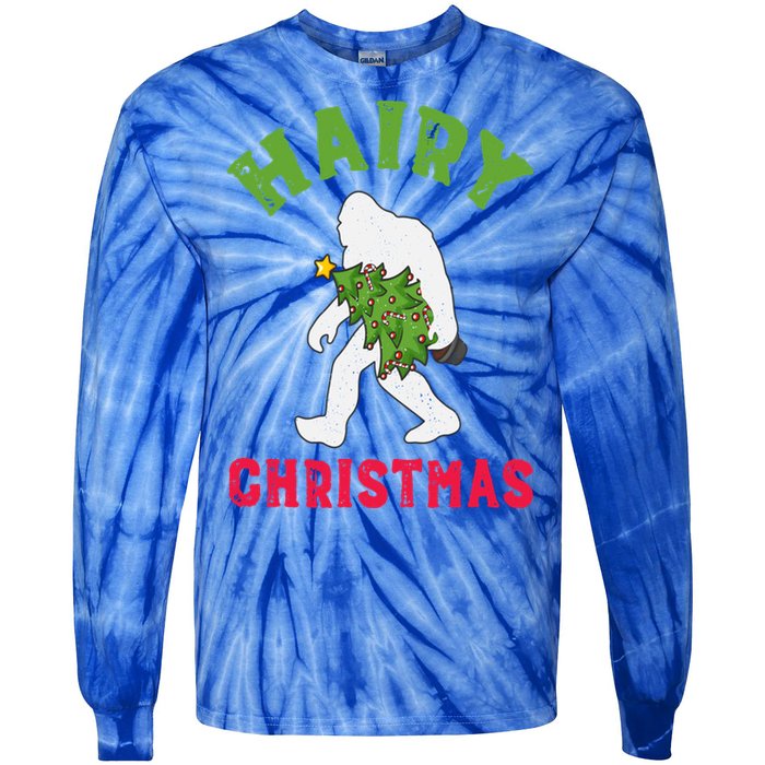 Bigfoot Hairy Christmas Tree Christmas Gift Tie-Dye Long Sleeve Shirt