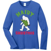 Bigfoot Hairy Christmas Tree Christmas Gift Ladies Long Sleeve Shirt